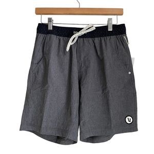 Vuori Kore Shorts, Vtg Charcoal Linen Text